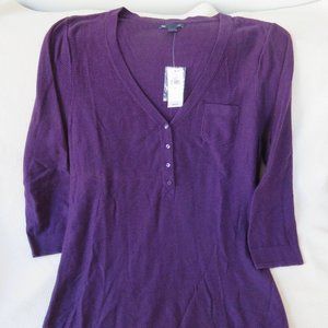 GAP Purple V Neck Sweater - Size L - Tunic Length